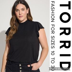 Torrid 1X Cotton Modal Jersey Smocked Mock Neck Top